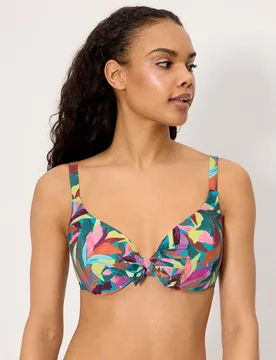 Tops de bikini con aro estampado hojas en copa c - Ysabel Mora - FashionsVida