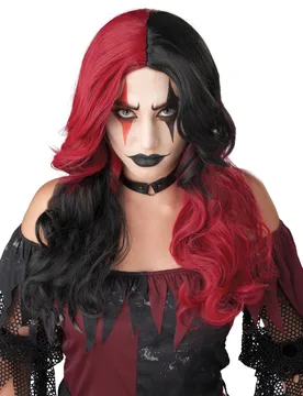 Joker-Perücke für Damen in schwarz/rot, Erwachsene - female - KARNEVAL-MEGASTORE - FashionsVida