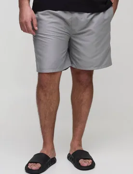 Men's Plus Mid Length Regular Fit Swim Shorts Grey Size 5X-Large Grey 5XL - boohooMAN - FashionsVida