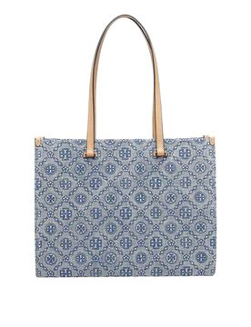 Borsa tote in denim con monogramma T