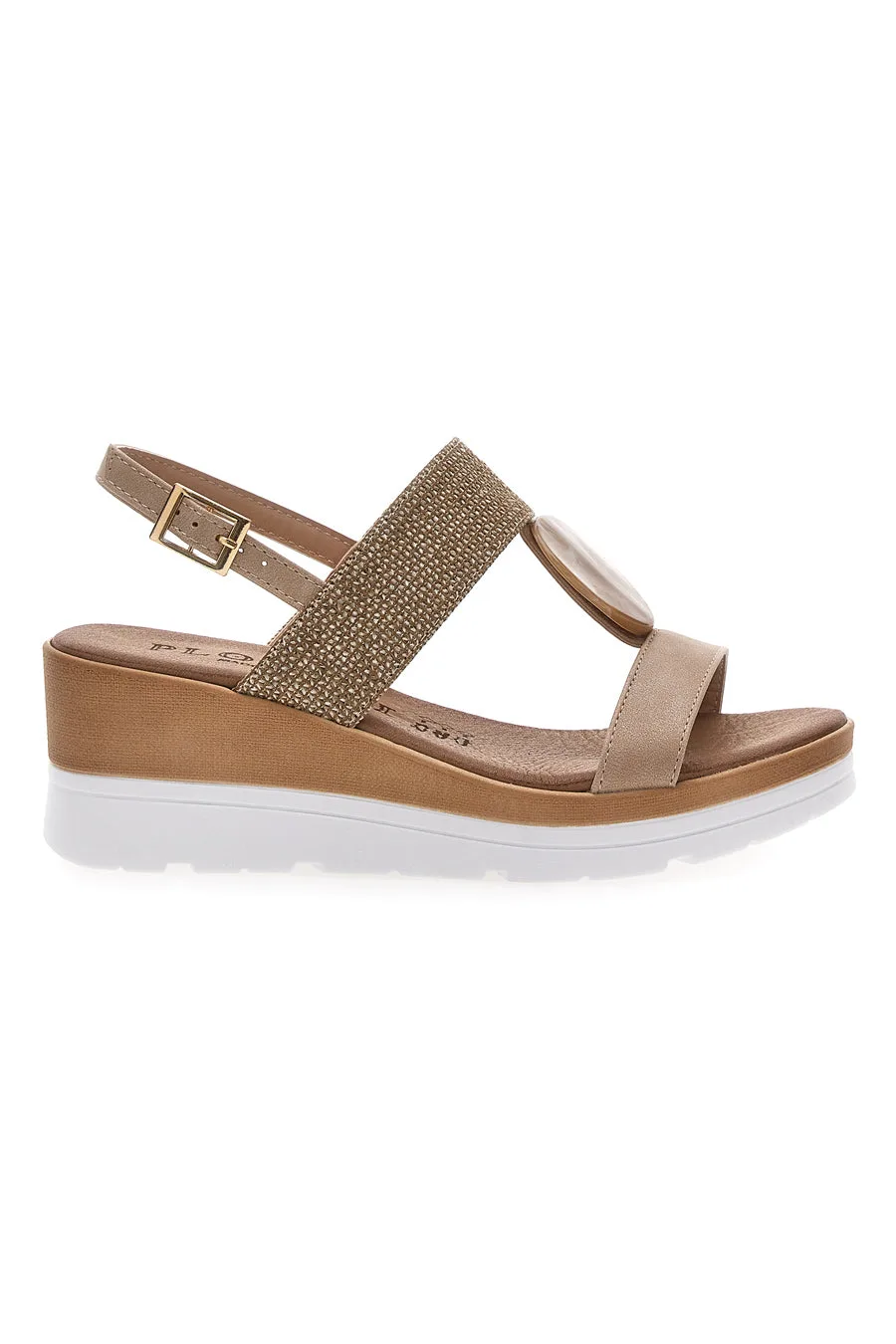 SANDALI BEIGE CON CINTURINO 6 11075116 39 - PLOCADI - FashionsVida