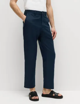 Pack Regular Fit Cotton Linen Blend Chinos Navy male - M&S - FashionsVida