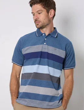 Men's Blue Oakland Stripe Polo Shirt Size: Large - Blue - Size: L - Debenhams - FashionsVida