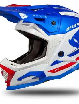 Casco Moto Cross Enduro ECHUS Blu Bianco Rosso taglia L - UFO - FashionsVida