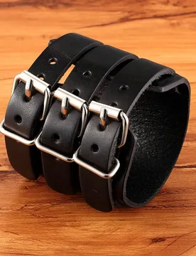 TYO Classic Men's Boys Adjustable Genuine Leather Cuff Bracelet Punk Rock Jewelry Black/Brown Three Layers Watch Bangles - Aliexpress - FashionsVida