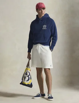 Bermuda bianco Polo in felpa di cotone con logo pony blu - Ralph Lauren - FashionsVida