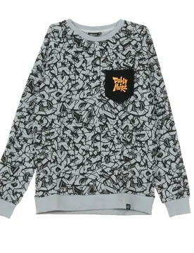 Felpa Girocollo Uomo Rocks Pattern Crew Grey/black - DOLLY NOIRE - FashionsVida