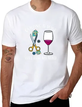 Women's Quilting Gift - Quilting & Wine Will Easy My Mind T-Shirt t shirt man cotton man t shirts for men casual T-Shirt - Aliexpress - FashionsVida