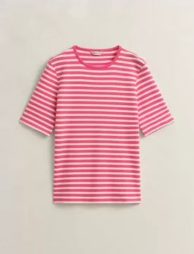SIM STRIPED 1X1 RIBBED SS T-SHIRT femae - L - FashionsVida