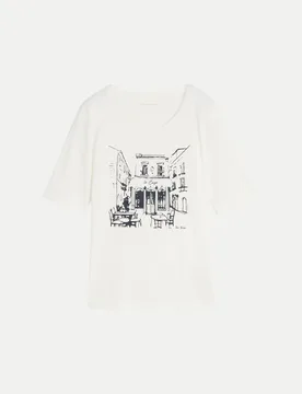 T-Shirt mit Print Weiß S - Tom Tailor Casual - FashionsVida