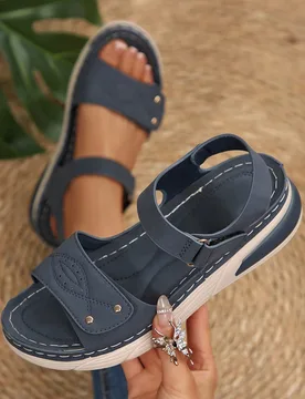 Sandalias casuales de verano talla grande 2025 para mujeres, sandalias cruzadas cómodas con punta abierta - Shein - FashionsVida