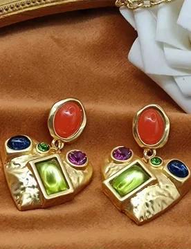 New Classica Retro Medieval Vintage Earrings Gemstone Exaggerated Ear Piercing Ear Clips and Art Retro Style Statement Earrings - Aliexpress - FashionsVida