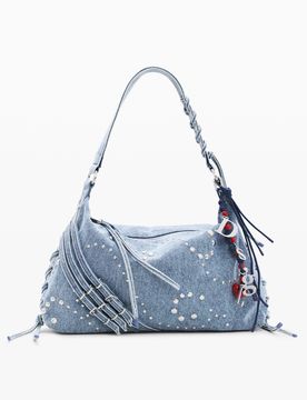 Sac en denim moyen, , Coton, Bleu, U
