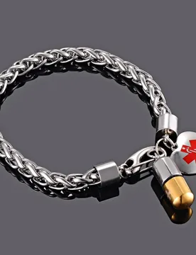 Waterproof Personalized Medical ID Alert Men Stainless Steel ID Tags Bracelet Pill Cylinder Holder TYPE 1 Diabetes Disease - Aliexpress - FashionsVida