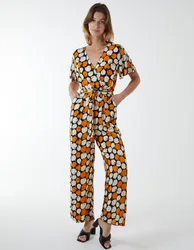 Abstract Honeycomb Cross Over Jumpsuit - S / BLACK - female