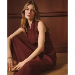 Vestido liso sin mangas con nudo en la cadera