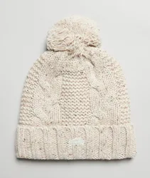 Superdry Damen Beaniemütze mit Zopfmuster Beige - Größe: One Größe
