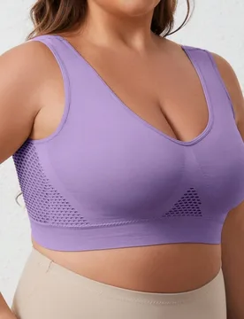 Pieza Sujetador deportivo de yoga sin costuras con diseño hueco para mujer talla grande, cómodo, transpirable, ajustado y con soporte, top de ropa d - Shein - FashionsVida