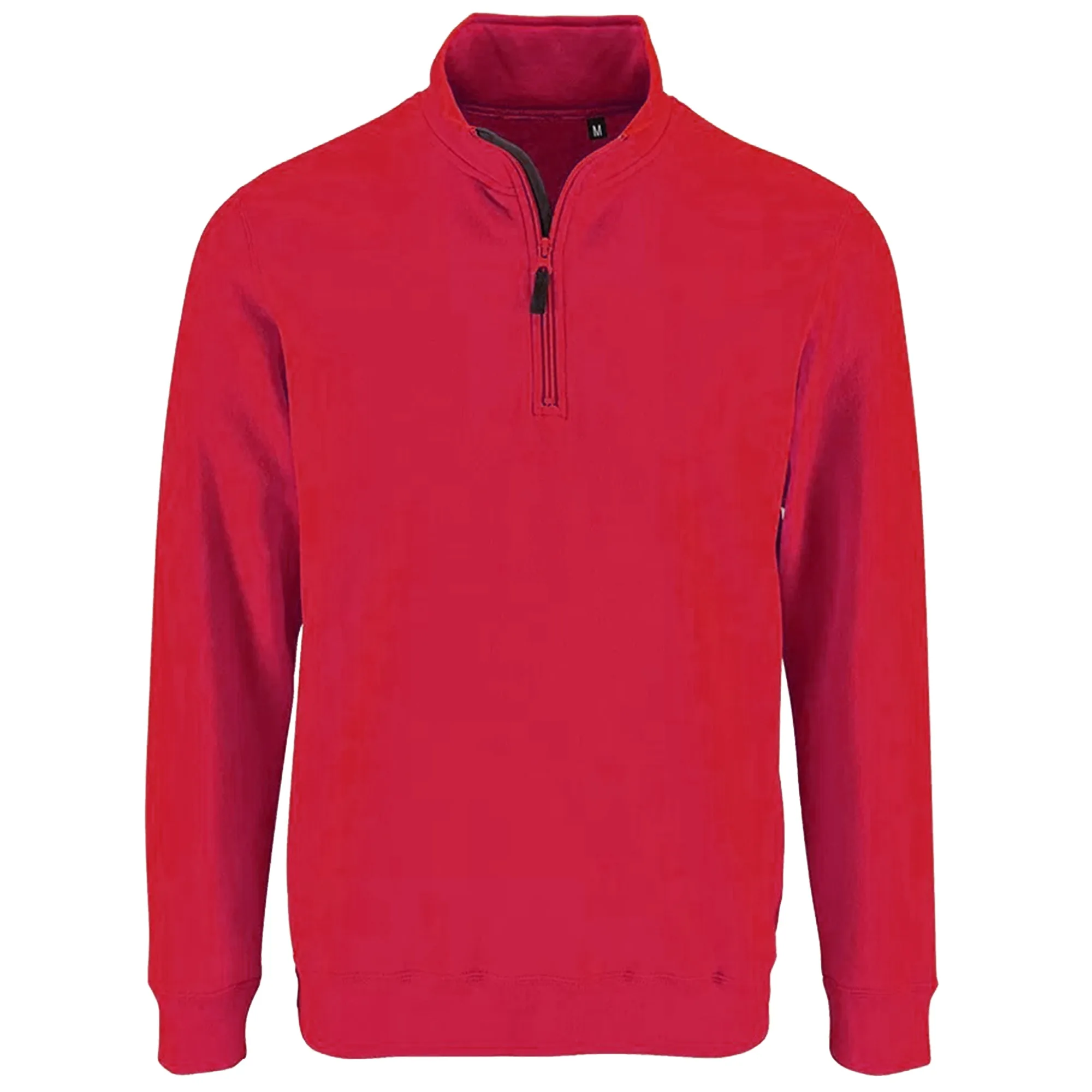 Mens Stan Contrast Zip Neck Sweatshirt (Red) - Size Small - SOLS - FashionsVida