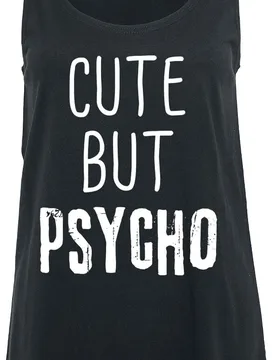 Top - 3XL - für Damen - Größe 3XL - schwarz - Frauen - female - Cute But Psycho - FashionsVida