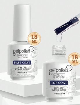 Set de 18ml de Capa Superior sin Limpieza y Capa Base, Brillante y de Larga Duración, Adecuado para Arte de Uñas DIY en Salón en Casa, Requiere Lá