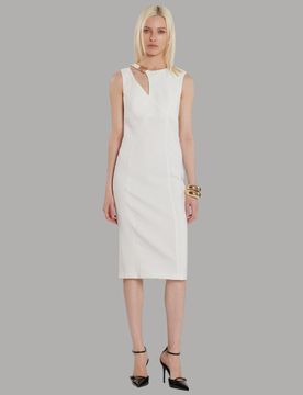 Abito Cecile midi smanicato con apertura e spacco elegante Made in Italy