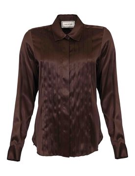 Camicia Natalee In Seta Stretch Plissettata