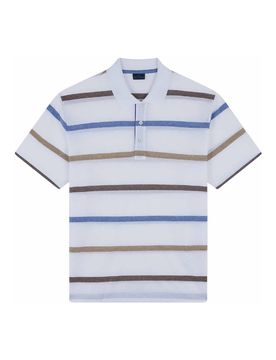 Polo In Cotone Jaspe` Con Motivo A Righe