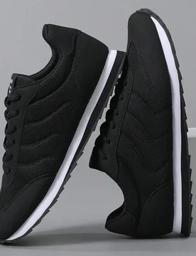 Zapatos planos de punta redonda con cordones y letras estilo vintage para hombre, zapatos de pareja transpirables de talla grande, suela de EVA + TPR, - Shein - FashionsVida