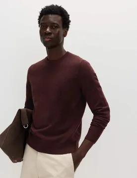 Air Yarn Crew Neck Jumper Bordeaux male - M&S - FashionsVida