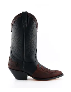 Unisex Black/burgundy Leather Cowboy Boots-Arizona - Size Eu 39 - Grinders - FashionsVida