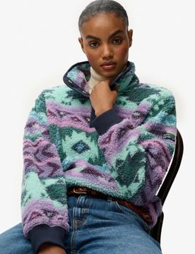 Superdry Damen Superweicher Bedruckter Teddy-fleece Navy - Größe: 42