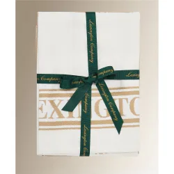 Set de 2 paños de cocina de sarga Beige Blanco
