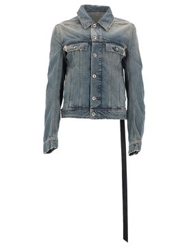 Cotton Utility Jacket with Front Button Closure and Adjustable Hem Tabs