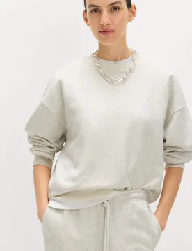 Pure Cotton Slogan Side Striped Sweatshirt Grey Mix female - M&S - FashionsVida