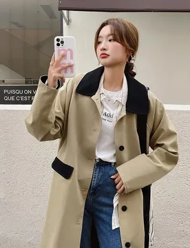 A new youthful versatile comfortable and skin-friendly casual two-color long trench coat - Aliexpress - FashionsVida