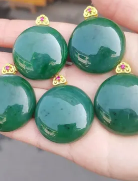 Pure natural Hetian jade jasper pendant inlaid with round brand Ping An jade simple and no matter brand versatile yang green gif - Aliexpress - FashionsVida