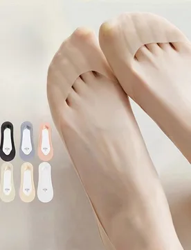 Par de Calcetines de Seda de Hielo de Talla Pequeña para Mujer de Verano, Calcetines Invisibles Finos de Tacón Alto Antideslizantes y Sin Deslizamie - Shein - FashionsVida