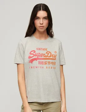 Superdry Damen Lässiges T-shirt mit Farblich Abgestimmter Grafik Hellgrau - Größe: 38 - 44.99 - FashionsVida