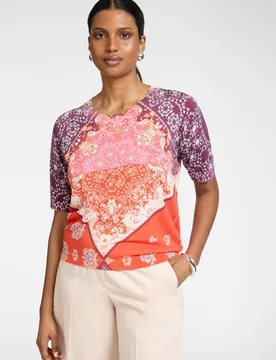 Jersey de mujer de mezcla de viscosa estampado ajuste regular con longitud media - Elena Miró - FashionsVida