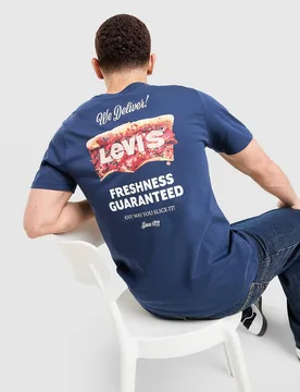 Mens LEVI'S Maglietta Pizza Graphic - Blu, blu blu Uomo taglia XL - Levis - FashionsVida