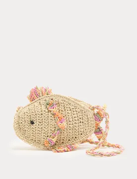 Kids' Raffia Fish Cross Body Bag Pink Mix Female - M&S - FashionsVida