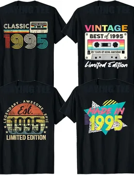 Classic Est 1995 Cassette Tape Limited Edition Awesome T-Shirt 30th Birthday Mama Dad Gift Best of 1995 Vintage Saying Tee Tops - Aliexpress - FashionsVida