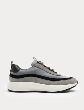 Leather Mix Runner Trainers Grey male - Autograph - FashionsVida