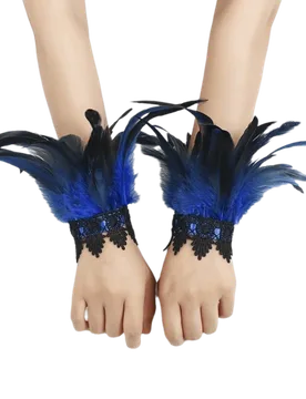 Fashion Black Lace Fluffy Feather Wrist Cuffs Lightweight Adjustable Plume Bracelet Chic Gothic Wristband Costume Prop - Aliexpress - FashionsVida