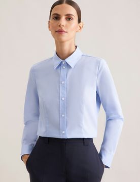 Hemdbluse mit Abnähern regular fit Blau 40