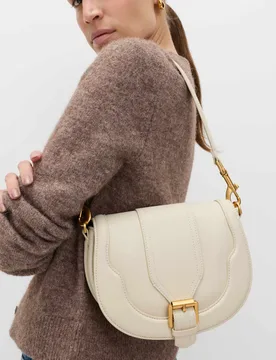 Buckle Detail Cross Body Saddle Bag Cream female - M&S - FashionsVida
