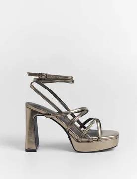 Sandalias de tiras de mujer de tacón con cierre de hebilla - Mim - FashionsVida