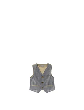IDO Gilet Misto Lino BLU AVIO 6A - iDO - FashionsVida