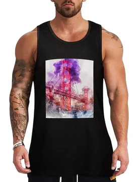 Golden Gate Bridge - Watercolor Tank Top Flexible Tank Top Stretch Fabric Casual Sleeveless - Aliexpress - FashionsVida